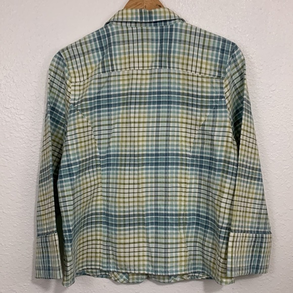 Christopher & Banks Tie Dye Plaid 1/4 Zip Woven Blouse Size L - Picture 4 of 8